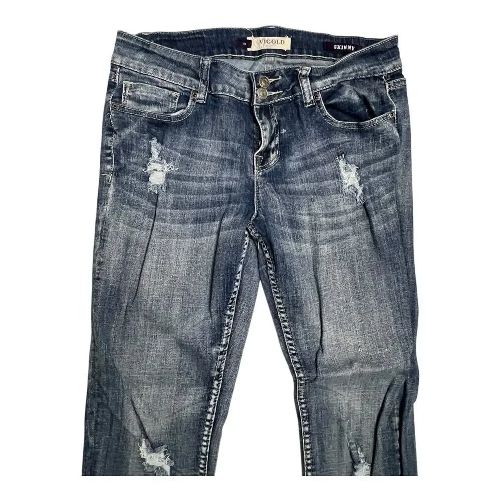 Vigold Womens Jeans Distressed Skinny sz 13 Grunge Casual Basic Denim